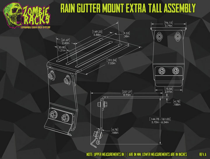 Rain Gutter Mount - Extra Tall Standard Assembly (Single)